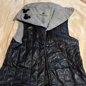 Disney Quilted Black and Gray Vest with Mickey Mouse Accents